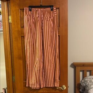 Women’s 100% Cotton Striped Pink and Brown Pants Size Large